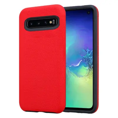 CADORABO Samsung v nageljni rdeči - zunanji hibridni zaščitni pokrov z dodatnim oprijemom površine v trikotniku, narejen iz silikona in plastike