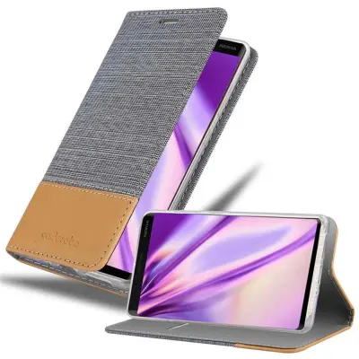 CADORABO Ohišje, združljiv z Nokia v svetlo sivo rjavi barvi - zaščitni pokrov z magnetnim zapiranjem, stoječo funkcijo in režo za kartico