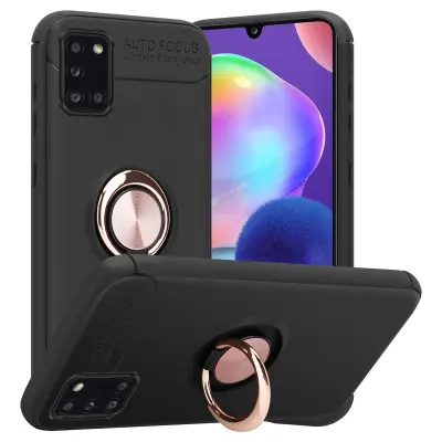 Cadorabo Case, združljiv s Samsungom v črni barvi - Rose Gold - Zaščitni pokrov s fokusnim obročem iz silikona TPU
