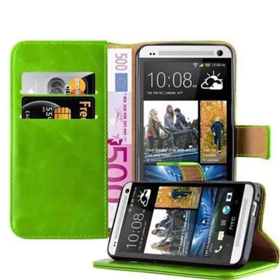CADORABO Ohišje, združljiv s HTC v travniku Green - Zaščitni pokrov z magnetnim zapiranjem, stoječo funkcijo in režo za kartico