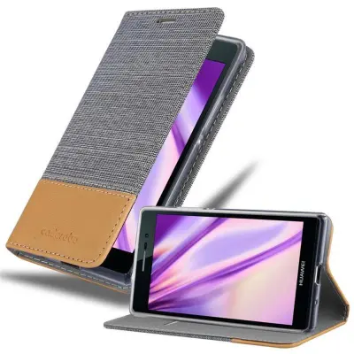 CADORABO Ohišje, združljiv s Huawei v svetlo sivo rjavi barvi - zaščitni pokrov z magnetnim zapiranjem, stoječo funkcijo in režo za kartico