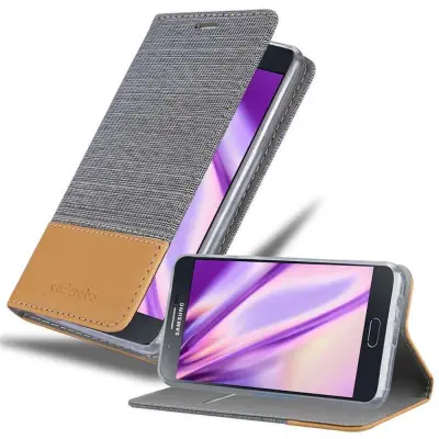 CADORABO Ohišje, združljiv s Samsungom v svetlo sivo rjavi barvi - zaščitni pokrov z magnetnim zapiranjem, stoječo funkcijo in režo za kartico