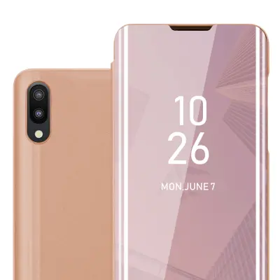 CADORABO CARE, združljiv s Samsungom v Kunzit Pink - prozorno za zaščito z ogledalom z zrcalo z funkcijo stojala 360 stopinj zaščita