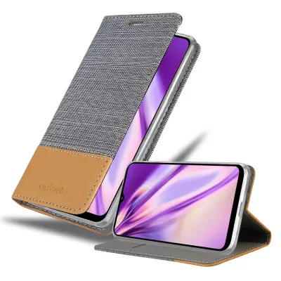 CADORABO Ohišje, združljiv s Samsungom v svetlo sivo rjavi barvi - zaščitni pokrov z magnetnim zapiranjem, stoječo funkcijo in režo za kartico