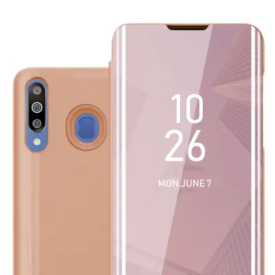 CADORABO CARE, združljiv s Samsungom v Kunzit Pink - prozorno za zaščito z ogledalom z zrcalo z funkcijo stojala 360 stopinj zaščita