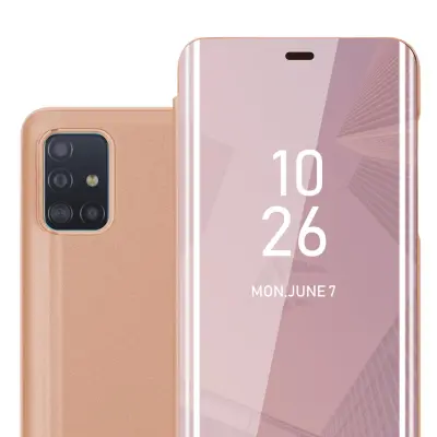 CADORABO CARE, združljiv s Samsungom v Kunzit Pink - prozorno za zaščito z ogledalom z zrcalo z funkcijo stojala 360 stopinj zaščita