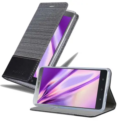 Cadorabo Case, združljiv z Lenovo v sivi črni barvi - zaščitni pokrov z magnetnim zapiranjem, stoječo funkcijo in režo za kartico
