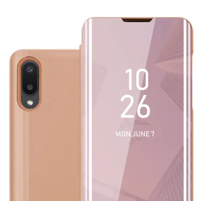 CADORABO CARE, združljiv s Samsungom v Kunzit Pink - prozorno za zaščito z ogledalom z zrcalo z funkcijo stojala 360 stopinj zaščita