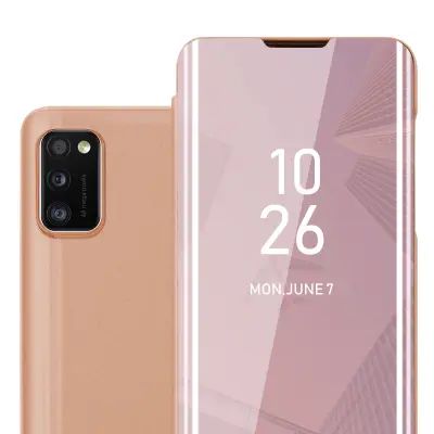 CADORABO CARE, združljiv s Samsungom v Kunzit Pink - prozorno za zaščito z ogledalom z zrcalo z funkcijo stojala 360 stopinj zaščita