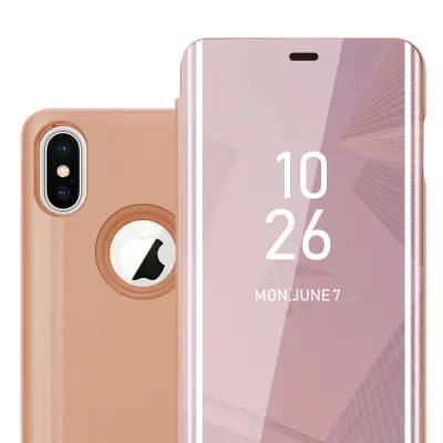 Cadorabo Case, združljiv z Apple v Kunzit Pink - Clear View Zrcalo Zaščitni pokrov s funkcijo stojala 360 stopinj zaščita