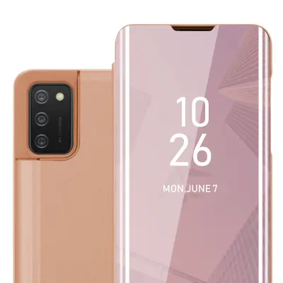 CADORABO CARE, združljiv s Samsungom v Kunzit Pink - prozorno za zaščito z ogledalom z zrcalo z funkcijo stojala 360 stopinj zaščita