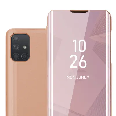 CADORABO CARE, združljiv s Samsungom v Kunzit Pink - prozorno za zaščito z ogledalom z zrcalo z funkcijo stojala 360 stopinj zaščita