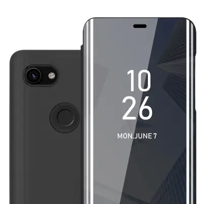 CADORABO CASE, združljiv z Googlom v Tourmaline Black - Clear View Zrcalo Zaščitni pokrov s funkcijo stojala 360 stopinj zaščita
