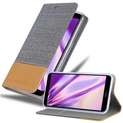 CADORABO Ohišje, združljiv s Huawei v svetlo sivo rjavi barvi - zaščitni pokrov z magnetnim zapiranjem, stoječo funkcijo in režo za kartico