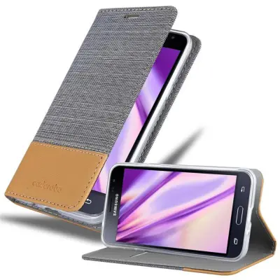 CADORABO Ohišje, združljiv s Samsungom v svetlo sivo rjavi barvi - zaščitni pokrov z magnetnim zapiranjem, stoječo funkcijo in režo za kartico