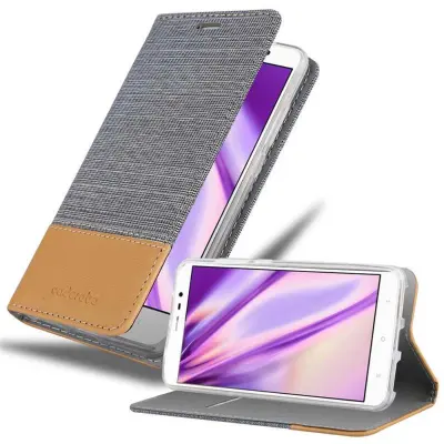 CADORABO Ohišje, združljiv s Xiaomi v svetlo sivi rjavi barvi - zaščitni pokrov z magnetnim zapiranjem, stoječo funkcijo in režo za kartico