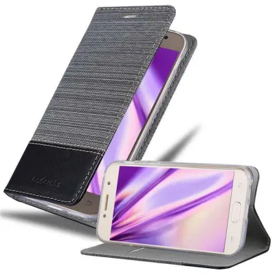 Cadorabo Case, združljiv s Samsungom v sivi črni barvi - zaščitni pokrov z magnetnim zapiranjem, stoječo funkcijo in režo za kartico
