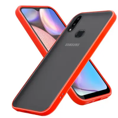 CADORABO Samsung v zamrznjenih rdečih - črnih tipkah - hibridni zaščitni pokrov s silikonom TPU v notranjosti in mat plastičnim hrbtom