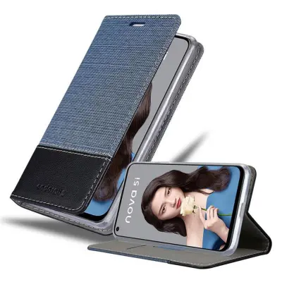 CADORABO Ohišje, združljiv s Huawei v temno modri črni barvi - zaščitni pokrov z magnetnim zapiranjem, stoječo funkcijo in režo za kartico