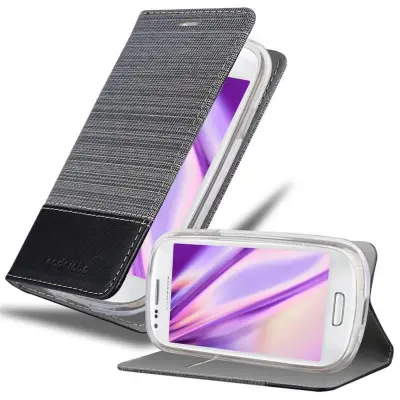 Cadorabo Case, združljiv s Samsungom v sivi črni barvi - zaščitni pokrov z magnetnim zapiranjem, stoječo funkcijo in režo za kartico