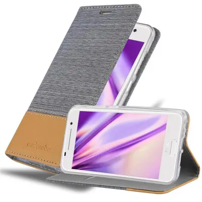 CADORABO Ohišje, združljiv s HTC v svetlo sivo rjavi barvi - zaščitni pokrov z magnetnim zapiranjem, stoječo funkcijo in režo za kartico