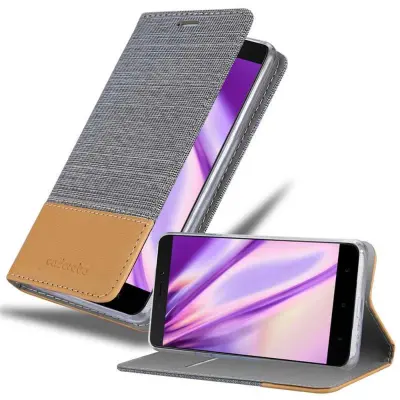CADORABO Ohišje, združljiv s Xiaomi v svetlo sivi rjavi barvi - zaščitni pokrov z magnetnim zapiranjem, stoječo funkcijo in režo za kartico