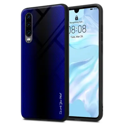 CADORABO Ohišje, združljiv s Huawei - Stripe Optics v kobaltu vijolični - zaščitni pokrov iz silikona TPU in hrbet iz kaljenega stekla