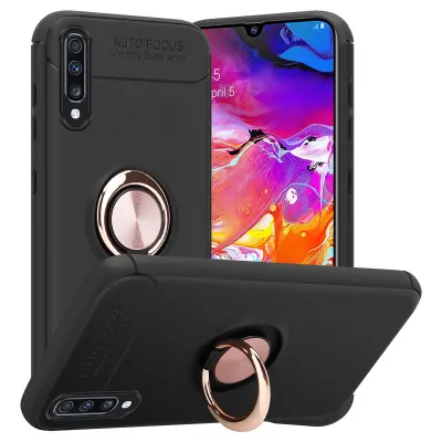 Cadorabo Case, združljiv s Samsungom v črni barvi - Rose Gold - Zaščitni pokrov s fokusnim obročem iz silikona TPU