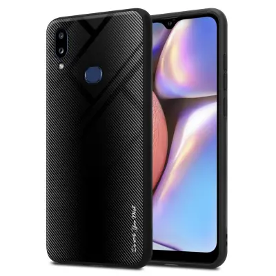 CADORABO Ohišje, združljiv s Samsung - Stripe Optics v Opal Black - Zaščitni pokrov iz silikona TPU in hrbta iz kaljenega stekla