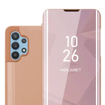 CADORABO CARE, združljiv s Samsungom v Kunzit Pink - prozorno za zaščito z ogledalom z zrcalo z funkcijo stojala 360 stopinj zaščita