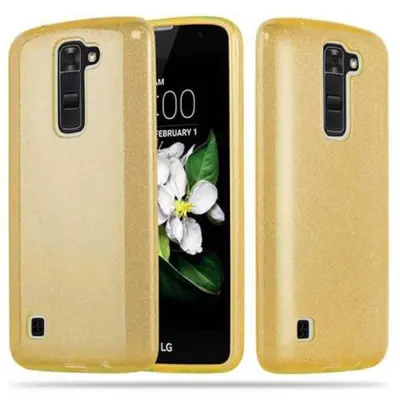 CADORABO Ohišje, združljiv z LG v Stardust Gold - TPU silikonski in trdi zaščitni pokrov pri oblikovanju bleščic