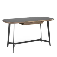 Pisalna miza iz oreha in črno obarvanega stekla