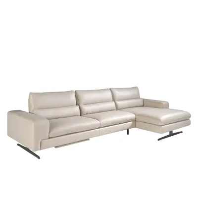 Kavč Chaiselongue (R) v usnju in mat jeklu