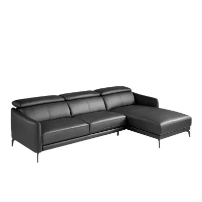 Kavč iz črnega govejega usnja chaise longue