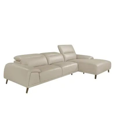 Siva taupe goveja koža iz usnja chaise longue kavč