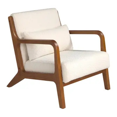 Oblazinjen fotelj iz tkanine in oreha