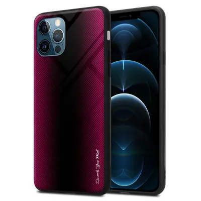 CADORABO Ohišje, združljiv z Apple - Stripe Optics v Crimson Pink - Zaščitni pokrov iz silikona TPU in hrbta iz kaljenega stekla