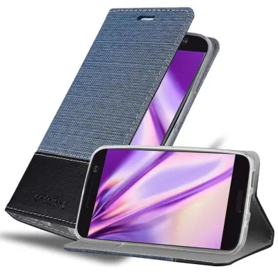 CADORABO Ohišje, združljiv s HTC v temno modri barvi - zaščitni pokrov z magnetnim zapiranjem, stoječo funkcijo in režo za kartico