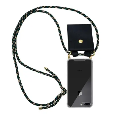 CADORABO CADORABO BEACIJA, Združljiva z Apple v kamuflažah - silikonski zaščitni pokrov z zlatimi obroči, jermen za vrvi in ​​snemljiv ohišje