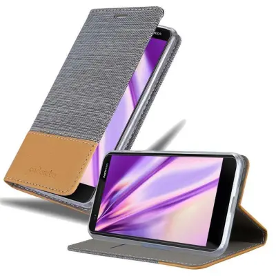 CADORABO Ohišje, združljiv z Nokia v svetlo sivo rjavi barvi - zaščitni pokrov z magnetnim zapiranjem, stoječo funkcijo in režo za kartico