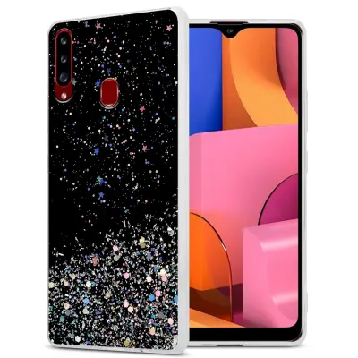 Cadorabo Case, združljiv s Samsungom v črni barvi z bleščicami - zaščitni pokrov iz fleksibilnega silikona TPU s penečimi bleščicami