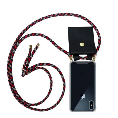 CADORABO ZA VZDRŽEVANJE Z APPLE V RDEČI Blue Rumeni - Silikonski zaščitni pokrov z zlatimi obroči, pasom za vrvi in ​​snemljivim ohišjem