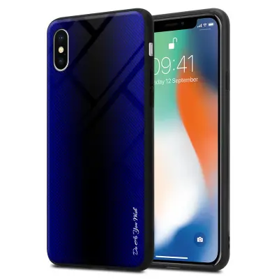 CADORABO Ohišje, združljiv z Apple - Stripe Optics v kobaltu vijolični - zaščitni pokrov iz silikona TPU in hrbta iz kaljenega stekla