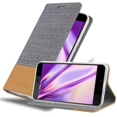 CADORABO Ohišje, združljiv s HTC v svetlo sivo rjavi barvi - zaščitni pokrov z magnetnim zapiranjem, stoječo funkcijo in režo za kartico