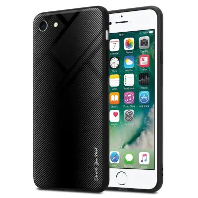 CADORABO Ohišje, združljiv z Apple - Stripe Optics v Opal Black - Zaščitni pokrov iz silikona TPU in hrbta iz kaljenega stekla
