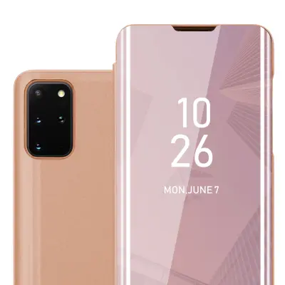 CADORABO CARE, združljiv s Samsungom v Kunzit Pink - prozorno za zaščito z ogledalom z zrcalo z funkcijo stojala 360 stopinj zaščita