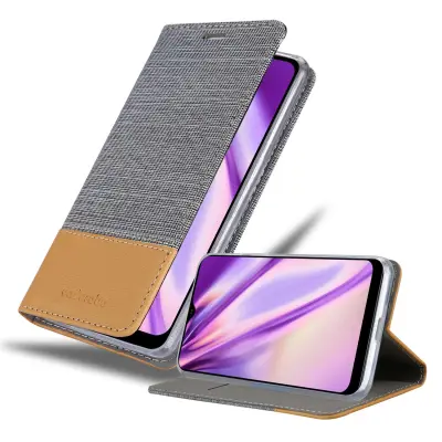 CADORABO Ohišje, združljiv s Samsungom v svetlo sivo rjavi barvi - zaščitni pokrov z magnetnim zapiranjem, stoječo funkcijo in režo za kartico
