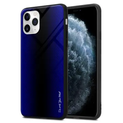 CADORABO Ohišje, združljiv z Apple - Stripe Optics v kobaltu vijolični - zaščitni pokrov iz silikona TPU in hrbta iz kaljenega stekla