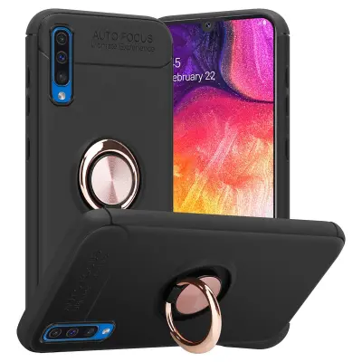 Cadorabo Case, združljiv s Samsungom v črni barvi - Rose Gold - Zaščitni pokrov s fokusnim obročem iz silikona TPU