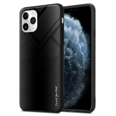 CADORABO Ohišje, združljiv z Apple - Stripe Optics v Opal Black - Zaščitni pokrov iz silikona TPU in hrbta iz kaljenega stekla